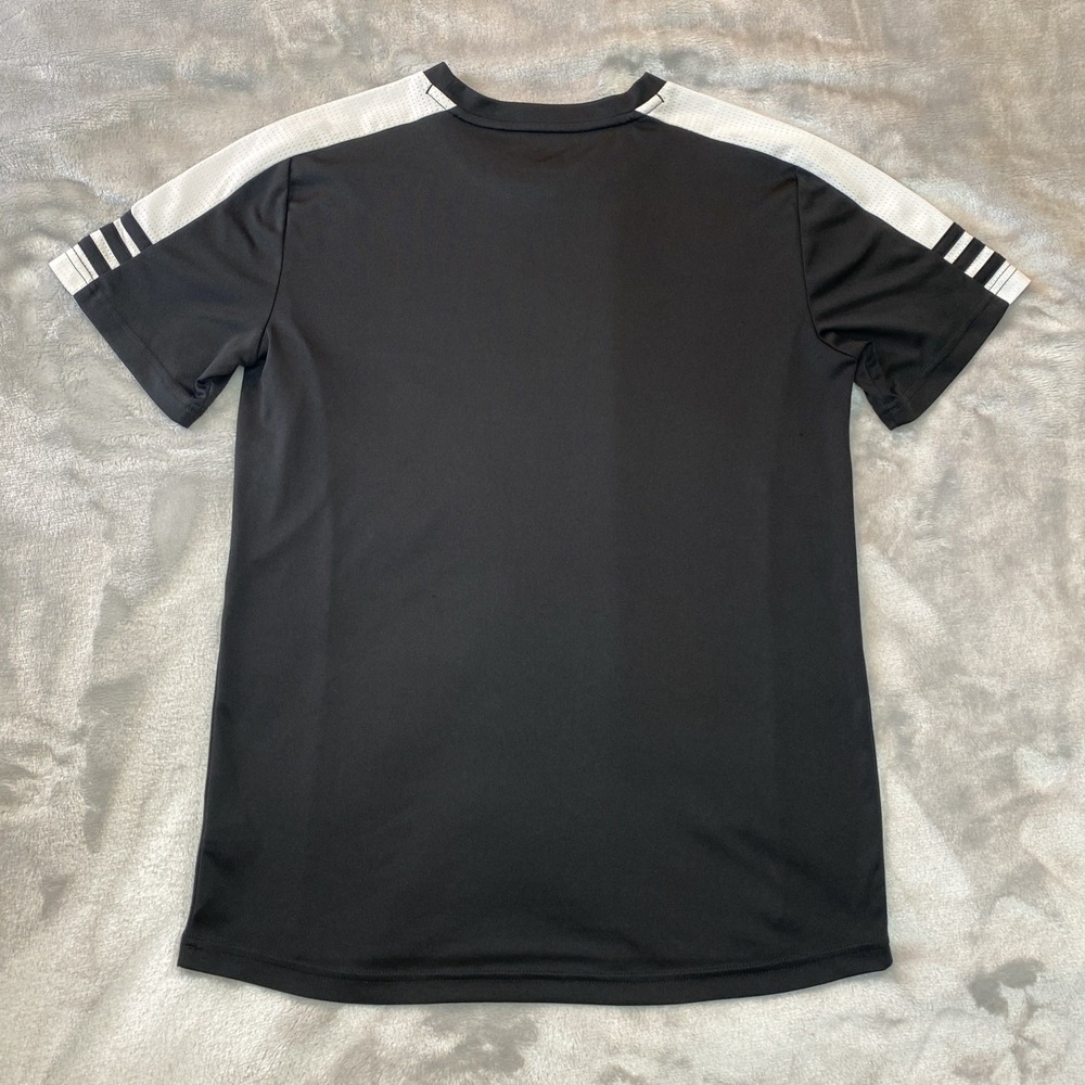 Adidas Athletic T-Shirt Kids Size L 14/16 Black White Mesh Panel Logo Tee - Picture 2 of 7